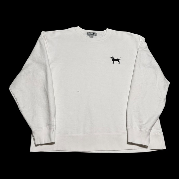 Vintage 90s The Black Dog White Logo Crewneck Sweatshirt Men's Large FLAWS - Picture 1 of 8